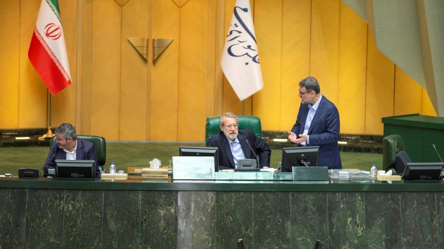 Speaker Ali Larijani attends a session of parliament in Tehran, Iran June 25, 2019.  Nazanin Tabatabaee/West Asia News Agency via REUTERS. ATTENTION EDITORS - THIS PICTURE WAS PROVIDED BY A THIRD PARTY - RC1449450070