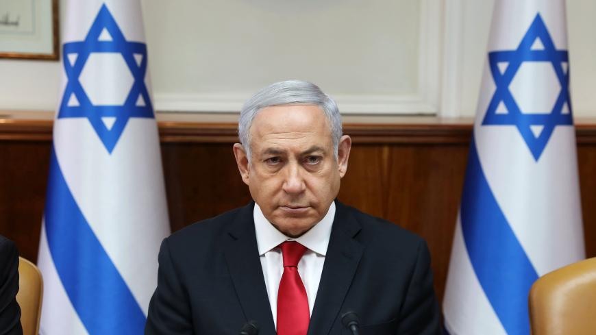Israeli Prime Minister Benjamin Netanyahu attends the weekly cabinet meeting at his office in Jerusalem May 5, 2019. Abir Sultan/Pool via REUTERS - RC1F6B978030