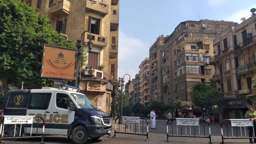 Egyptian security forces block the road leading to Cairo's Tahrir square on September 27, 2019. - Egypt braced today for a second weekend of protests, as anger stemming from economic hardship and alleged top-level corruption threatens to eclipse a long-standing ban on street rallies despite an intensifying crackdown. (Photo by Khaled DESOUKI / AFP)        (Photo credit should read KHALED DESOUKI/AFP/Getty Images)