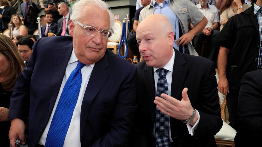 U.S. Ambassador to Israel David Friedman and White House Mideast envoy Jason Greenblatt attend the opening of an ancient road at the City of David, a popular archaeological and tourist site in the Palestinian neighborhood of Silwan in East Jerusalem June 30, 2019.  Tsafrir Abayov/Pool via REUTERS - RC167D6216D0