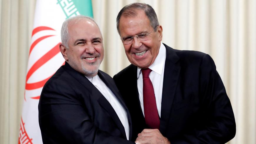 Russia's Foreign Minister Sergei Lavrov and his Iran's counterpart Javad Zarif shake hands after a news conference following their meeting in Moscow, Russia, September 2, 2019. REUTERS/Evgenia Novozhenina?     TPX IMAGES OF THE DAY - RC1972936350
