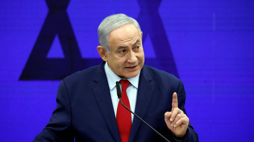Israeli Prime Minister Benjamin Netanyahu delivers a statement in Ramat Gan, near Tel Aviv, Israel September 10, 2019. REUTERS/Amir Cohen - RC1ABFF59380