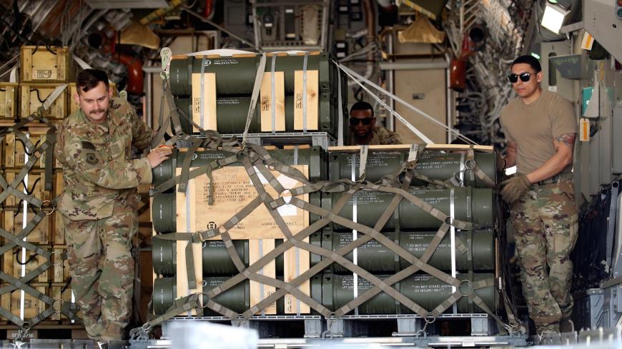 U.S. Air Force personnel unload military equipment at Beirut Air Base, Lebanon February 13, 2019. REUTERS/Mohamed Azakir - RC1D43617640