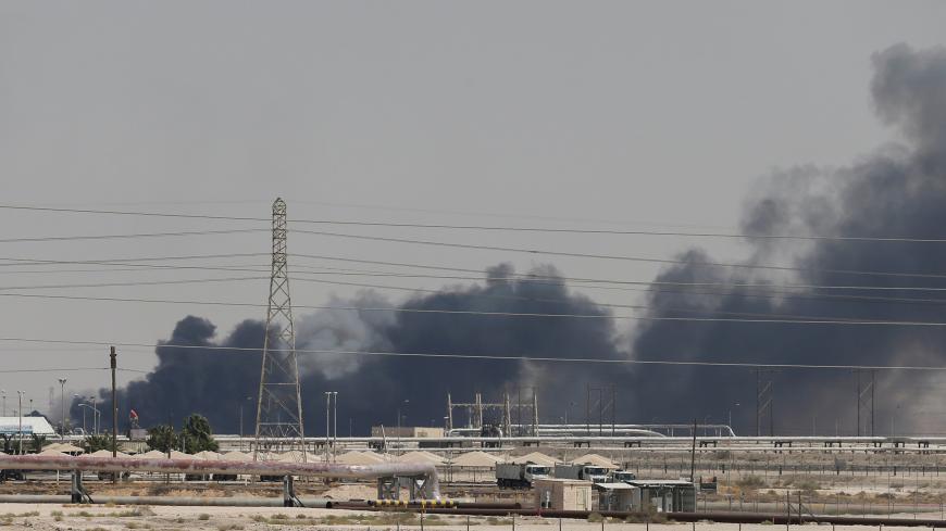 Smoke is seen following a fire at Aramco facility in the eastern city of Abqaiq, Saudi Arabia, September 14, 2019. REUTERS/Stringer - RC18BDE58360