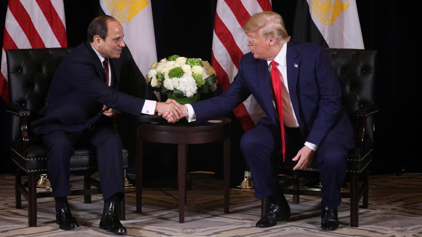 U.S. President Donald Trump holds a bilateral meeting with Egypt's President Abdel Fattah el-Sisi on the sidelines of the annual United Nations General Assembly meeting in New York City, New York, U.S., September 23, 2019. REUTERS/Jonathan Ernst - RC18F8550D40