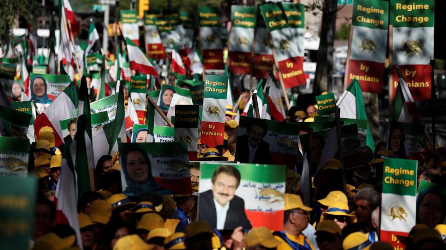 Demonstrators rally to support a leadership change in Iran outside the U.N. headquarters in New York City, New York, U.S., September 24, 2019. REUTERS/Shannon Stapleton - RC18D9A6D590