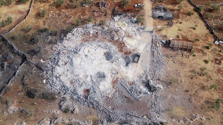 IDLIB, SYRIA - NOVEMBER 28: A drone photo shows an aerial view of operation area where Daesh leader Abu Bakr al-Baghdadi killed in, on October 28, 2019 in northwestern Syria in Idlib, Syria . A U.S. raid that allegedly killed Daesh leader Abu Bakr al-Baghdadi in northwestern Syria lasted for some four hours, according to local sources. The operation, in which helicopters, drones, and ground units were used, took place a few kilometers away from the Tourlaha camp, where displaced civilians have taken shelter