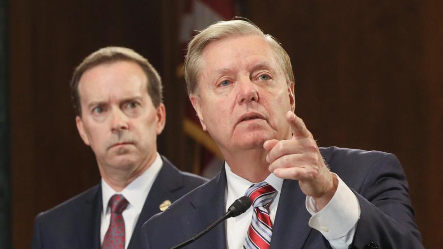 U.S. Senate Judiciary Committee Chairman Lindsey Graham (R-SC) holds a news conference to discuss immigration legislation and the U.S.-Mexico border on Capitol Hill in Washington, U.S., May 15, 2019. REUTERS/Jonathan Ernst - RC14E481C700