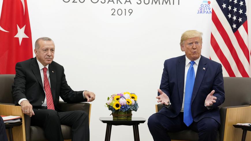 U.S. President Donald Trump attends a bilateral meeting with Turkey's President Tayyip Erdogan during the G20 leaders summit in Osaka, Japan, June 29, 2019. REUTERS/Kevin Lamarque - RC18733A6450