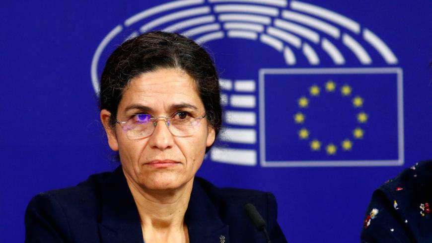 Ilham Ahmed, co-chair of the Syrian Democratic Council (SDC), addresses a news conference at the European Parliament in Brussels, Belgium October 10, 2019. REUTERS/Francois Lenoir - RC11661C5F70