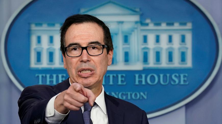 U.S. Treasury Secretary Steve Mnuchin speaks about sanctions against Turkey at a news briefing at the White House in Washington, U.S., October 11, 2019. REUTERS/Yuri Gripas - RC15A861E750