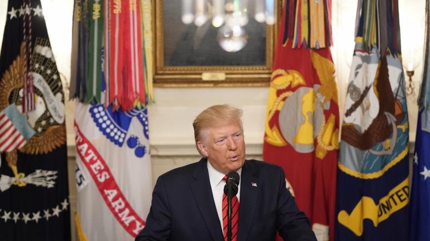 U.S. President Donald Trump makes a statement at the White House following reports that U.S. forces attacked Islamic State leader Abu Bakr al-Baghdadi in northern Syria, in Washington, U.S., October 27, 2019. REUTERS/Joshua Roberts - RC1BB3AB3D30