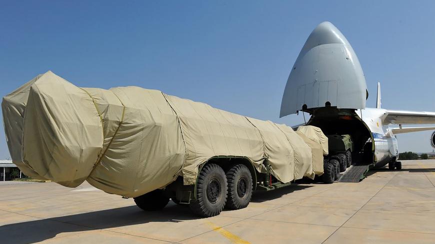 ANKARA, TURKEY - SEPTEMBER 15:  (---EDITORIAL USE ONLY  MANDATORY CREDIT - "TURKISH NATIONAL DEFENSE MINISTRY / HANDOUT" - NO MARKETING NO ADVERTISING CAMPAIGNS - DISTRIBUTED AS A SERVICE TO CLIENTS----)  The final parts of the second battery of Russian S-400 missile defense system arrive at Murted Airbase in Ankara, Turkey on September 15, 2019.  (Photo by TURKISH NATIONAL DEFENSE MINISTRY / HANDOUT/Anadolu Agency via Getty Images)