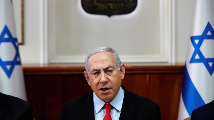 Israeli Prime Minister Benjamin Netanyahu holds a cabinet meeting in Jerusalem November 13, 2019. REUTERS/Ronen Zvulun - RC29AD910BSB