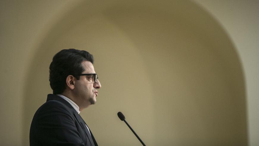 TEHRAN, Nov. 25, 2019 -- Iran's Foreign Ministry Spokesman Abbas Mousavi speaks during a press conference in Tehran, Iran, Nov. 25, 2019. Iranian Foreign Ministry on Monday blamed the United States for its support to the recent protests in Iran over the price rise of gasoline. (Photo by Ahmad Halabisaz/Xinhua via Getty)