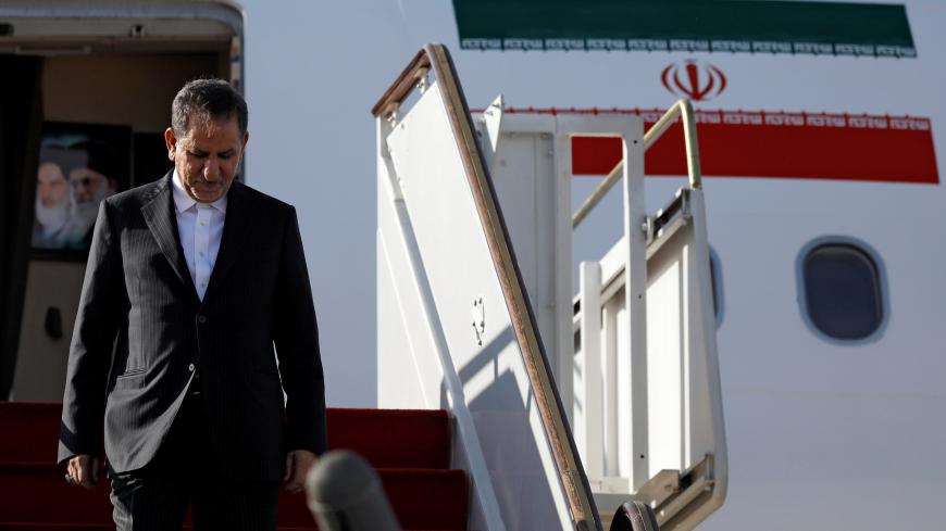 Iranian Vice President Eshaq Jahangiri leaves the plane upon his arrival at Damascus international airport in Damascus, Syria January 28, 2019. REUTERS/Omar Sanadiki - RC183DC91670