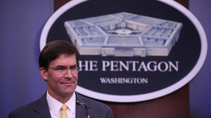 U.S. Defense Secretary Mark Esper holds a news conference at the Pentagon in Arlington, Virginia, U.S., August 28, 2019. REUTERS/Leah Millis - RC1DF8655450