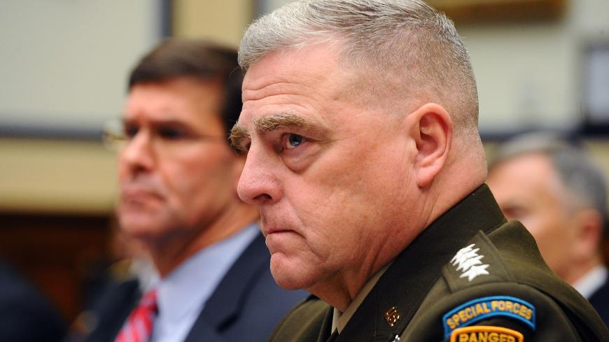 U.S. Defense Secretary Mark Esper and Army Gen. Mark Milley, chairman of the Joint Chiefs of Staff, testify before a House Armed Services Committee hearing on "U.S. Policy in Syria and the Broader Region," at the Rayburn House office building in Washington, U.S., December 11, 2019.      REUTERS/Mary F. Calvert - RC25TD96MM2I