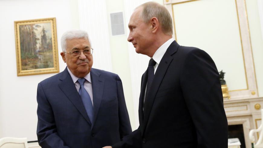 MOSCOW, RUSSIA - JULY 14:  (RUSSIA OUT)  Russian President Vladimir Putin meets Palestinian President Mahmoud Abbas at the Kremlin, on July 14, 2018 in Moscow, Russia. The Palestinian leader Abbas is having a one-day trip to Moscow. (Photo by Mikhail Svetlov/Getty Images)
