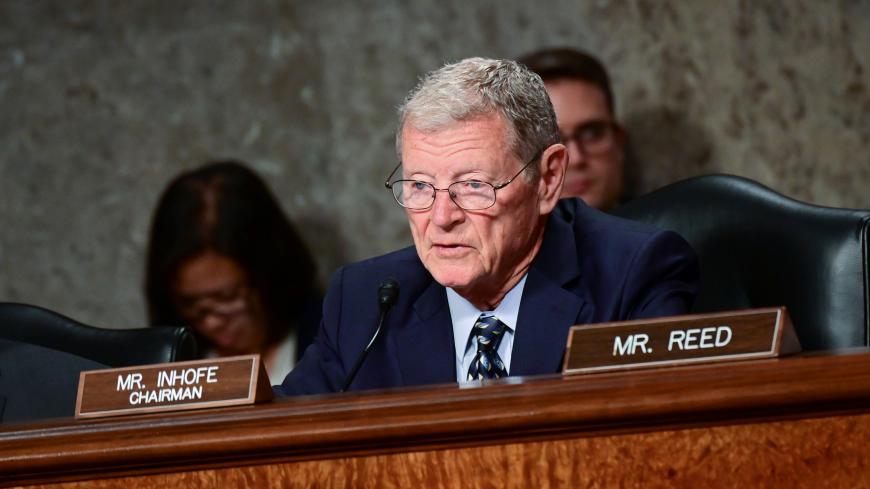 REFILE - REMOVING EXTRA WORD Chairman James Inhofe (R-OK) questions Defense Secretary nominee Mark Esper during a Senate Armed Services Committee hearing on Esper's nomination in Washington, U.S. July 16, 2019. REUTERS/Erin Scott - RC15A0083B70