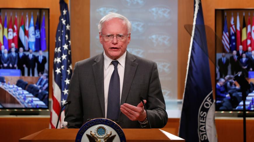 U.S. special envoy for Syria and the Global Coalition to Defeat ISIS Jim Jeffrey speaks during a news conference at the State Department in Washington, U.S., November 14, 2019. REUTERS/Yara Nardi - RC28BD9QFAZ9
