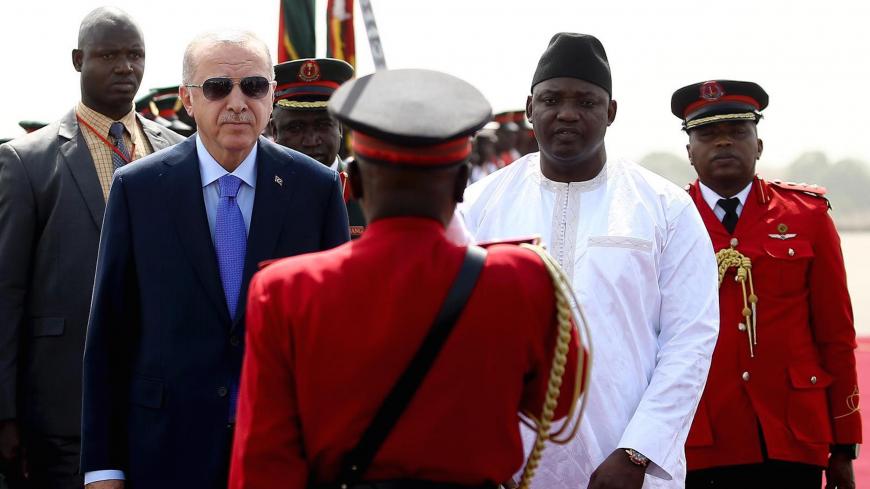 BANJUL, GAMBIA - JANUARY 27: President of Turkey Recep Tayyip Erdogan is welcomed by Gambia's President Adama Barrow with official welcoming ceremony in Banjul, Gambia on January 27, 2020. (Photo by Er√É¬ßin Top/Anadolu Agency via Getty Images)