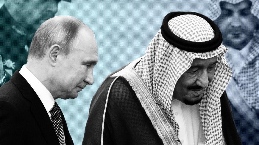 Russian President Vladimir Putin and Saudi Arabia's King Salman attend a welcome ceremony in Riyadh, Saudi Arabia, October 14, 2019. Alexander Zemlianichenko/Pool via REUTERS - RC14582F97E0