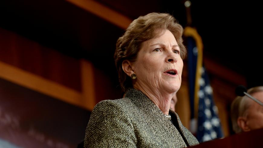 Sen. Jeanne Shaheen (D-NH) announces a bipartisan agreement on Turkey sanctions during a news conference on Capitol Hill in Washington, U.S., October 17, 2019. REUTERS/Erin Scott - RC15A7BFD700
