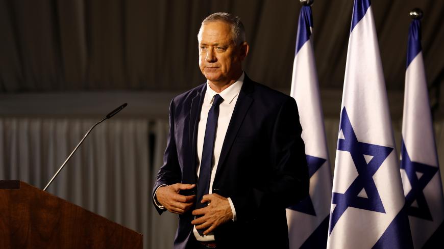 Benny Gantz, leader of Blue and White party is seen after delivering a statement near Tel Aviv, Israel January  25, 2020. REUTERS/Corinna Kern - RC26NE9TMJT9