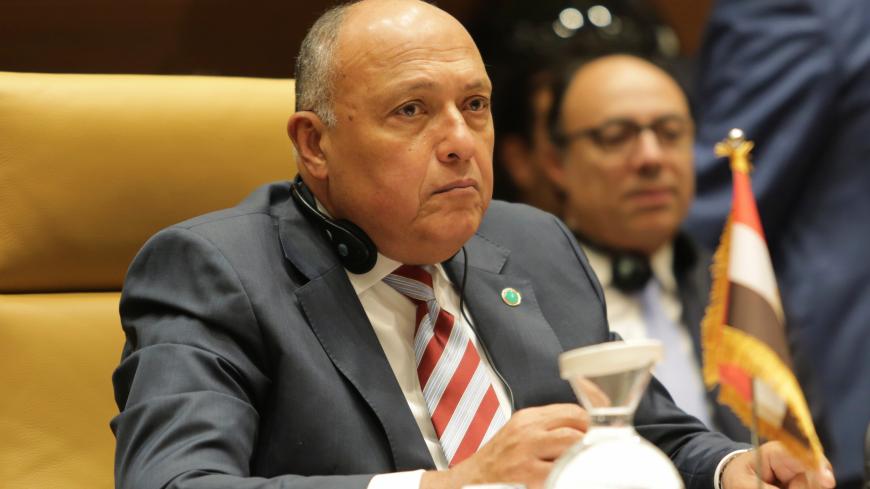 Egyptian Foreign Minister Sameh Shoukry attends a meeting with foreign Ministers and officials from countries neighbouring Libya to discuss the conflict in Libya, in Algiers, Algeria January 23, 2020. REUTERS/Ramzi Boudina - RC2OLE9V6DIR