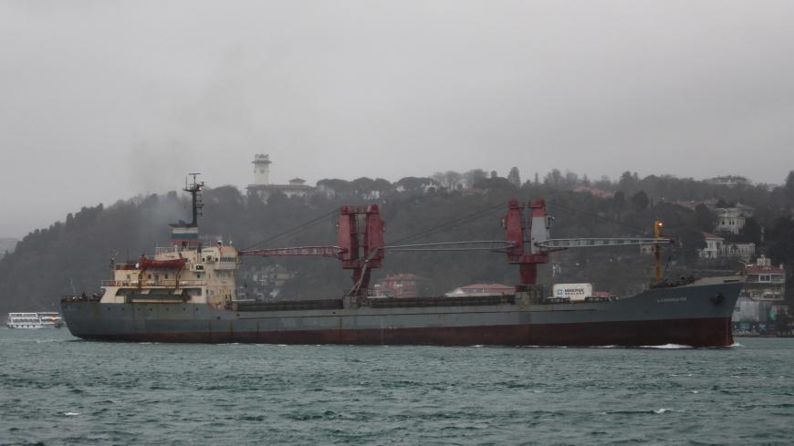 The Russian Navy cargo ship Dvinitsa-50 sails in the Bosphorus, on its way to the Mediterranean Sea, in Istanbul, Turkey, March 24, 2020. REUTERS/Yoruk Isik - RC2HQF9QB951