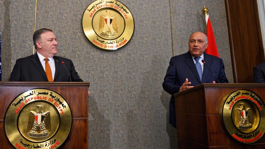 U.S. Secretary of State Mike Pompeo holds a joint press conference with Egyptian Foreign Minister Sameh Shoukry at the ministry of foreign affairs in Cairo, Egypt, January 10, 2019. Andrew Caballero-Reynolds/Pool via REUTERS - RC1A495CFE00