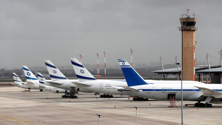 El Al Israel Airlines planes are seen on the tarmac at Ben Gurion International airport in Lod, near Tel Aviv, Israel March 10, 2020. REUTERS/Ronen Zvulun - RC2VGF9EQ1UB
