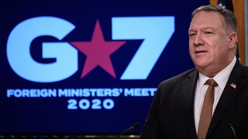 U.S. Secretary of State Mike Pompeo speaks during a news conference at the State Department in Washington, DC, U.S., March 25, 2020. Andrew Caballero-Reynolds/Pool via REUTERS - RC24RF9D1JQJ