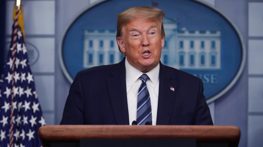 U.S. President Donald Trump speaks during the daily coronavirus task force briefing at the White House in Washington, U.S., April 21, 2020. REUTERS/Jonathan Ernst - RC299G9ERBV3