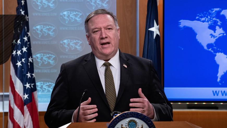 U.S. Secretary of State Mike Pompeo speaks at a press briefing at the State Department in Washington, U.S., April 22, 2020.  Nicholas Kamm/Pool via REUTERS - RC2T9G9TDPES