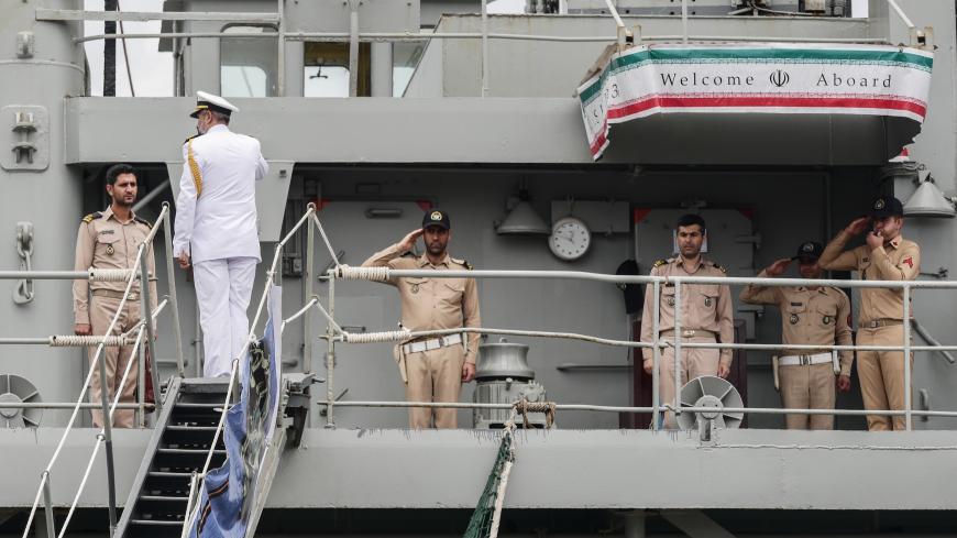 JAKARTA, INDONESIA - FEBRUARY 27: Iranian navy stand on the Kharg ship at Tanjung Priok port in Jakarta, Indonesia on February 27, 2020. The Kharg ship visit is part of 70th diplomatic relationship Islamic Republic of Iran-Republic of Indonesia. Kharg starts the journey from Abbas harbour in Iran, carries 300 Iranian navy student who will do sport activity together with the Indonesian navy during docked in Jakarta 25-28 February. (Photo by Anton Raharjo/Anadolu Agency via Getty Images)