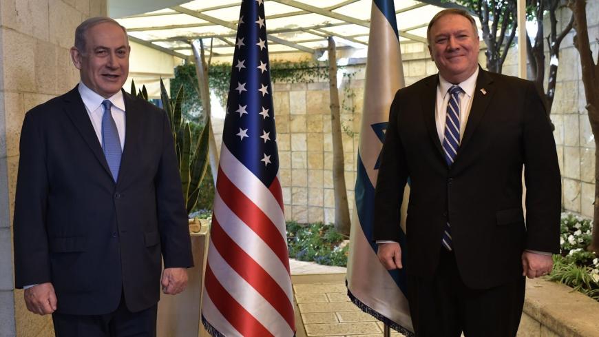 JERUSALEM - MAY 13: (----EDITORIAL USE ONLY √¢ MANDATORY CREDIT - "KOBI GIDEON / GPO / HANDOUT" - NO MARKETING NO ADVERTISING CAMPAIGNS - DISTRIBUTED AS A SERVICE TO CLIENTS----) U.S. Secretary of State Mike Pompeo (R) meets with Israeli Prime Minister Benjamin Netanyahu (L) after traveling abroad for the first time amid the novel coronavirus (COVID-19) pandemic in West Jerusalem on May 13, 2020. (Photo by Kobi Gideon / GPO / Handout/Anadolu Agency via Getty Images)