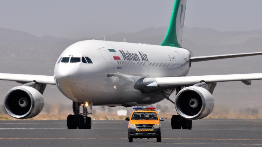 SANAA, YEMEN - MARCH 1: An Airbus 310 airplane of Mahan Air carrying Iranian health aids is seen at Sanaa International Airport after officials from the Shiite militia-controlled city signed an aviation agreement with Tehran, in Sanaa, Yemen, on March 1, 2015. Iranian Red Cross sent health aid to Sanaa. (Photo by Sinan Yiter/Anadolu Agency/Getty Images)
