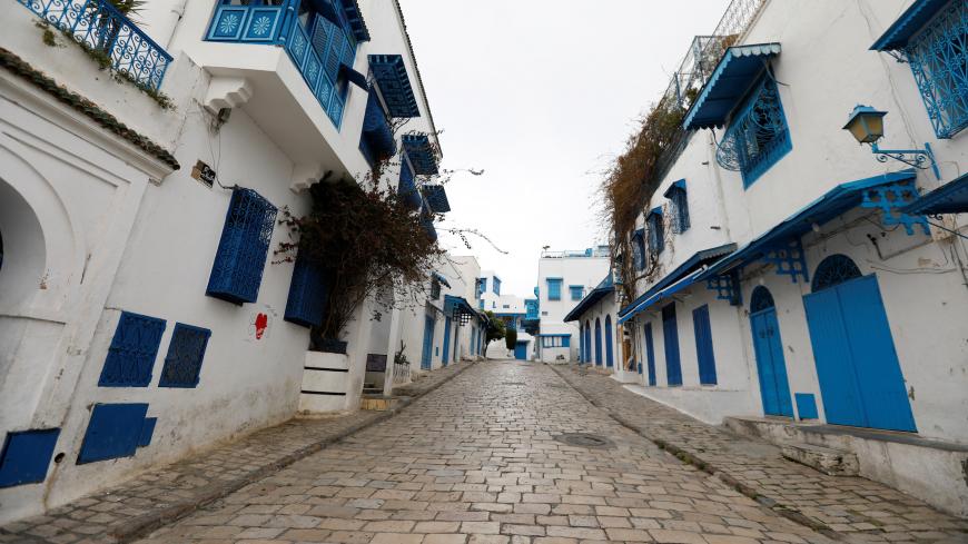 A general view shows a empty street in Sidi Bou Said, an attractive tourist destination, as the country extended the lockdown by two weeks to contain the spread of the coronavirus disease (COVID-19) in Tunis, Tunisia April 1, 2020. REUTERS/Zoubeir Souissi - RC2RVF9FUCSQ