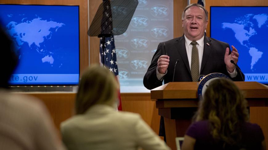 Secretary of State Mike Pompeo speaks during a news conference at the State Department in Washington,DC on June 10, 2020. - US Secretary of State Mike Pompeo pledged a probe Wednesday into complaints that foreign news crews covering the street protests against racism and police brutality were mistreated. Australia, for instance, is investigating a US police attack on two Australian television journalists outside the White House last week."I know there have been concerns from some countries of their reporter