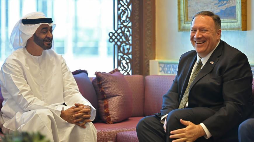 U.S. Secretary of State Mike Pompeo takes part in a meeting with Abu Dhabi Crown Prince Mohammed bin Zayed al-Nahyan in Abu Dhabi, United Arab Emirates September 19, 2019. Mandel Ngan/Pool via REUTERS - RC1DBE15CF00
