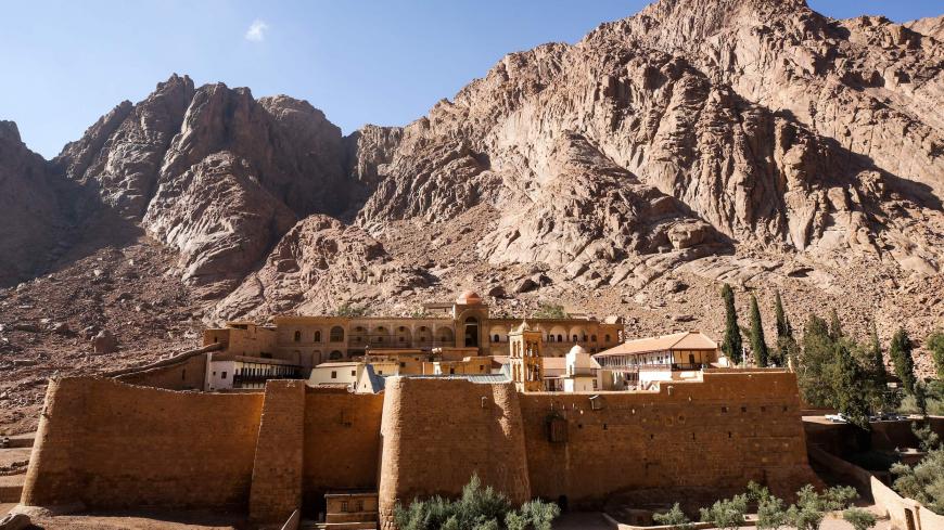 This picture taken on October 19, 2018 shows a view of the exterior of the 6th-century Greek Orthodox Christian monastery of Saint Catherine, near the Egyptian town of the same name in south of the Sinai peninsula. (Photo by Sally KANDIL / AFP)        (Photo credit should read SALLY KANDIL/AFP via Getty Images)