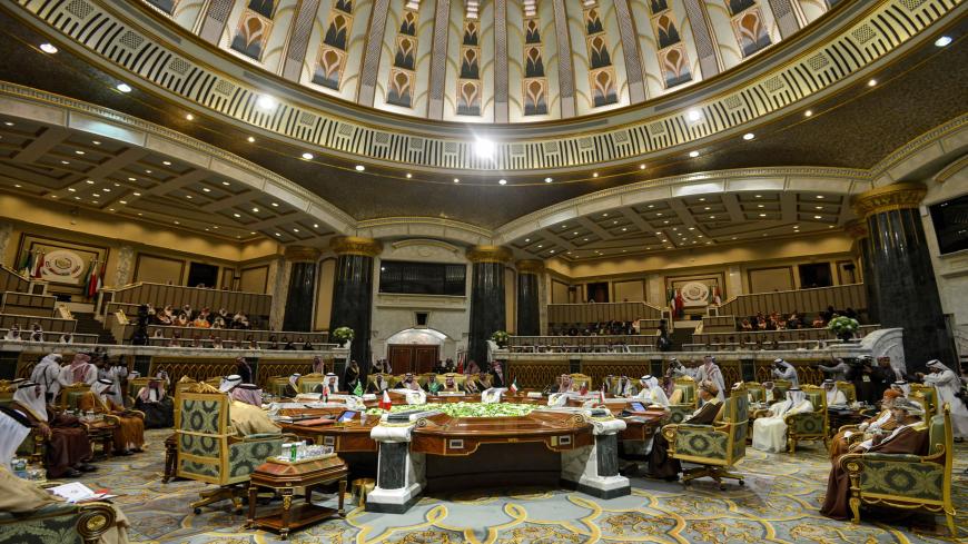 This picture taken on December 10, 2019 shows a general view of a session of the Gulf Cooperation Council (GCC) summit held in the Saudi capital Riyadh. (Photo by Fayez Nureldine / AFP) (Photo by FAYEZ NURELDINE/AFP via Getty Images)