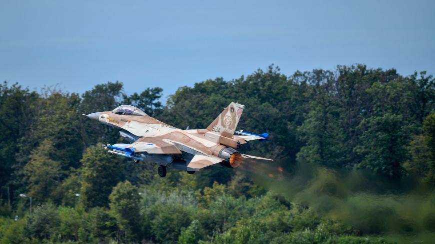 A fight plane of the type F-16 (L) of the Israeli Air Force (IAF) starts from the airbase in N√∂rvenich, western Germany, on August 20, 2020, during the first joint German-Israeli military air exercise "Blue Wings 2020". (Photo by SASCHA SCHUERMANN / AFP) (Photo by SASCHA SCHUERMANN/AFP via Getty Images)