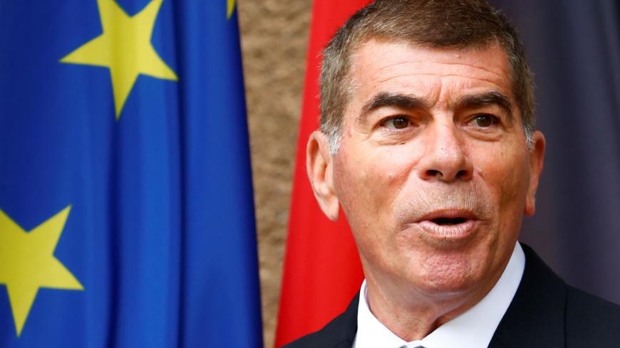 Israeli Foreign Minister Gabi Ashkenazi speaks during a news conference with German Foreign Minister at the Wannsee lake in Berlin, Germany on August 27, 2020. (Photo by MICHELE TANTUSSI / POOL / AFP) (Photo by MICHELE TANTUSSI/POOL/AFP via Getty Images)