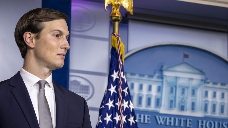 WASHINGTON, DC - AUGUST 13: Senior Advisor to President Donald Trump Jared Kushner listens as National Security Advisor Robert O'Brien speaks during a press briefing at the White House on August 13, 2020 in Washington, DC. Kushner appeared with President Trump earlier today as Trump announced a new peace deal between Israel and the United Arab Emirates. (Photo by Tasos Katopodis/Getty Images)