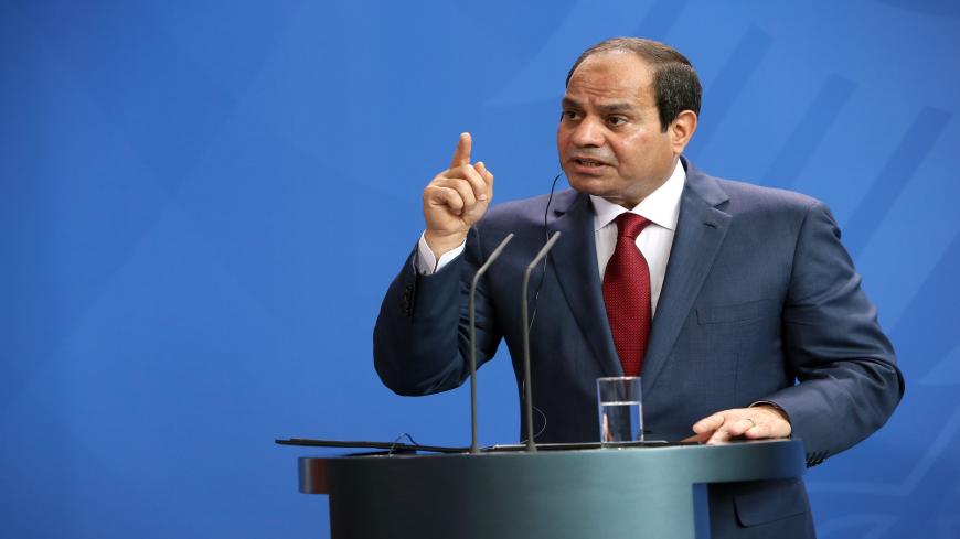 BERLIN, GERMANY - JUNE 03:  Egyptian President Abdel Fattah el-Sisi speaks during a news conference with German Chancellor Angela Merkel (unseen) on June 3, 2015 in Berlin, Germany. The meeting between the two leaders was intended to increase economic and security cooperation between their two countries, which shared 4.4 billion euros ($4.8 billion) in bilateral trade in 2014. The two disagreed over human rights issues such as capital punishment.  (Photo by Adam Berry/Getty Images)