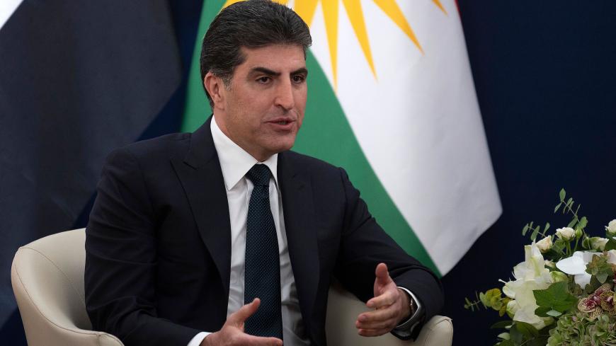 President of the Kurdistan Regional government (IKRG) President Nechirvan Barzani speaks during a bilateral meeting with US President Donald Trump at the World Economic Forum in Davos, Switzerland, on January 22, 2020. (Photo by JIM WATSON / AFP) (Photo by JIM WATSON/AFP via Getty Images)