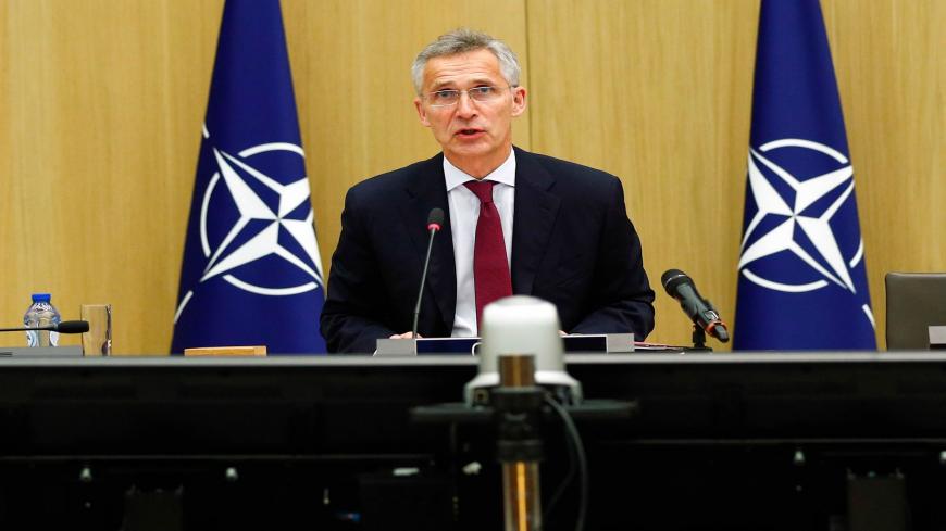 NATO Secretary-General Jens Stoltenberg speaks as he chairs a NATO defence ministers meeting via teleconference at the Alliance headquarters in Brussels, on June 17, 2020. (Photo by FRANCOIS LENOIR / POOL / AFP) (Photo by FRANCOIS LENOIR/POOL/AFP via Getty Images)